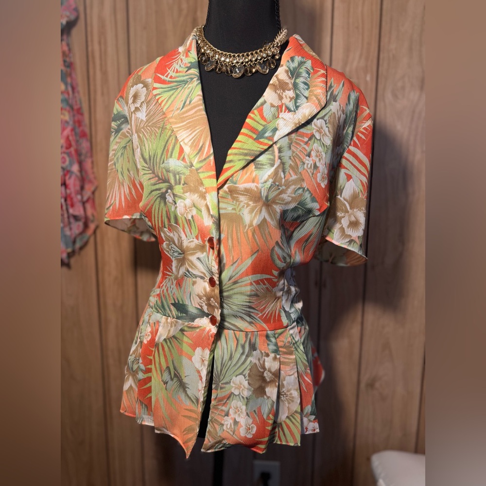 Danny & Nicole Tropical Floral Blouse